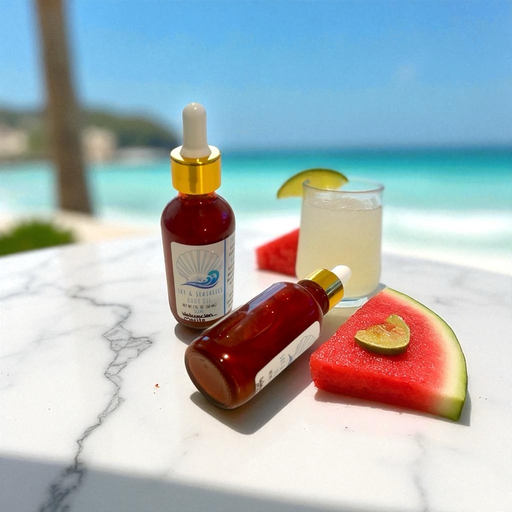 Hand Crafted “Watermelon Mojito” Scented Body Oil by Sky & Seashells Skincare